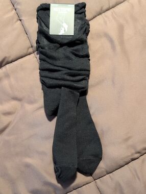 Hot Topic Black Over-the-Calf Ribbed Socks